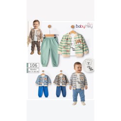 BABYHEY 106 ÇİZGİLİ AYILI 3LÜ TAKIM
