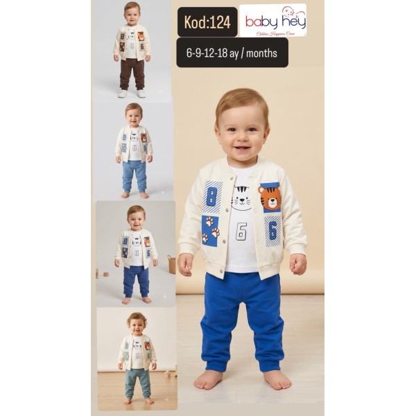 BABYHEY 124 KEDİLİ 3LÜ TAKIM