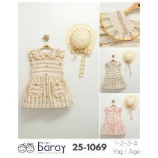 BARAY 1069 HASIR ŞAPKA MÜSLIN ELBISE 1-2-3-4 YAŞ