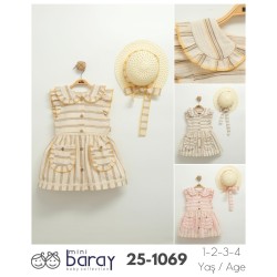 BARAY 1069 HASIR ŞAPKA MÜSLIN ELBISE 1-2-3-4 YAŞ