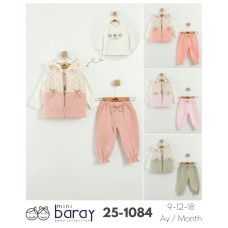 BARAY 1084 MÜSLIN YELEKI KIZ ÜÇLÜ 9-12-18 AY