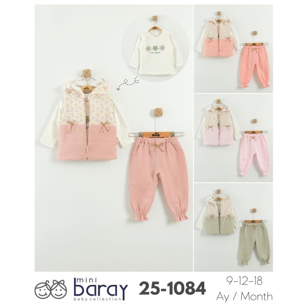 BARAY 1084 MÜSLIN YELEKI KIZ ÜÇLÜ 9-12-18 AY
