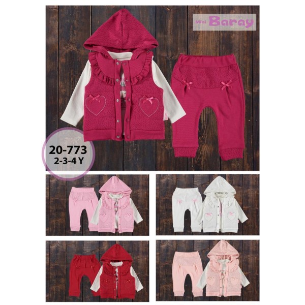 BARAY 773 KALPLI ŞIŞME YELEK KIZ 3LÜ TAKIM