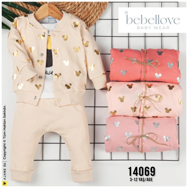 BEBELLOVE 14069 SIMLI KAFA HIRKA 3LÜ KIZ TAKIM