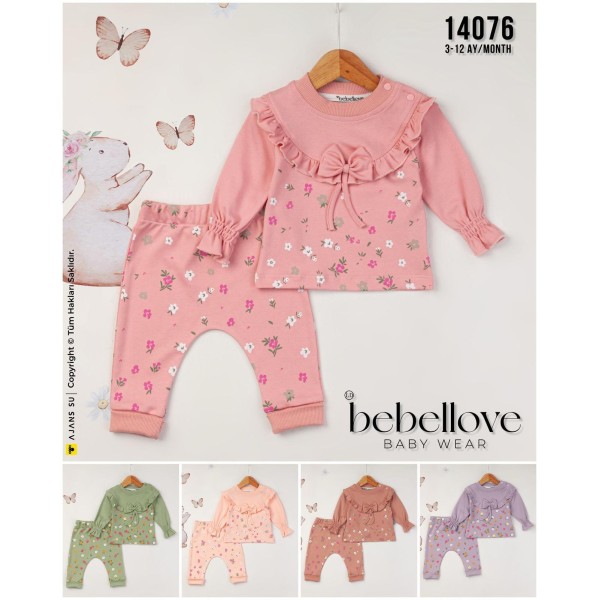 BEBELLOVE 14076 ÇIÇEK FIYOK 2LI KIZ TAKIM