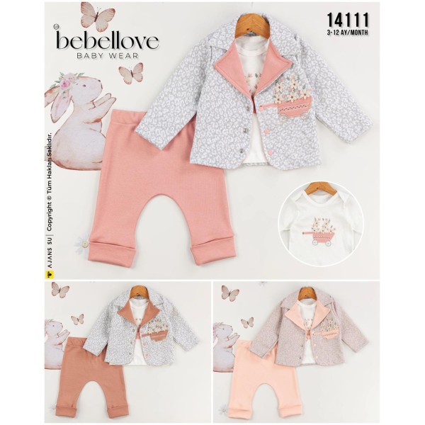 BEBELLOVE 14111 ÇIÇEK HIRKALI 3LÜ KIZ TAKIM