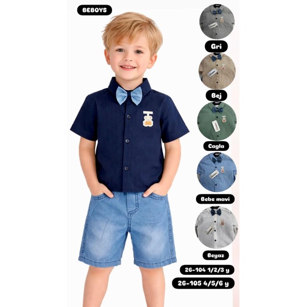 BEBOYS 26105 4-6 YAŞ KOT ŞORT KETEN GÖMLEK TK