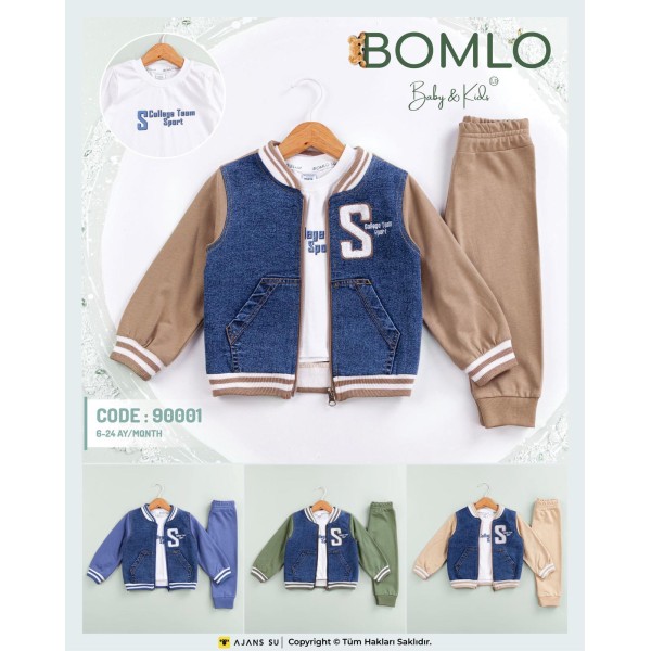 BOMLO 90001 BOMLO S SUZİNELİ COLLEGE ERKEK 3LÜ TAKIM 6-24 AY