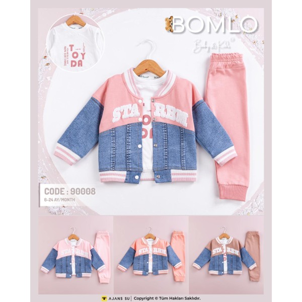 BOMLO 90008  STARBM SÜZİNELİ COLLEGE KIZ 3LÜ TK 6-24 AYL