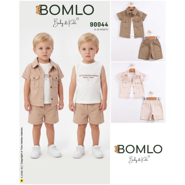 BOMLO 90044 DOKUMA ETIKET GABARDIN GÖMLEK 3LÜ TAKIM ERKEK YAZ