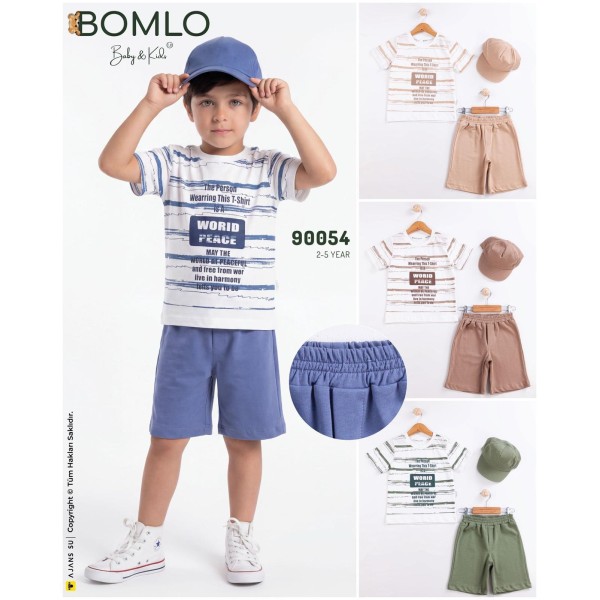 BOMLO 90054 WORID BASKILI ŞAPKALI 3LÜ TAKIM 2-5 YAŞ