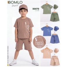 BOMLO 90070 VERD SOUN BASKILI ŞAPKALI 3LÜ TAKIM 2-5 YAŞ