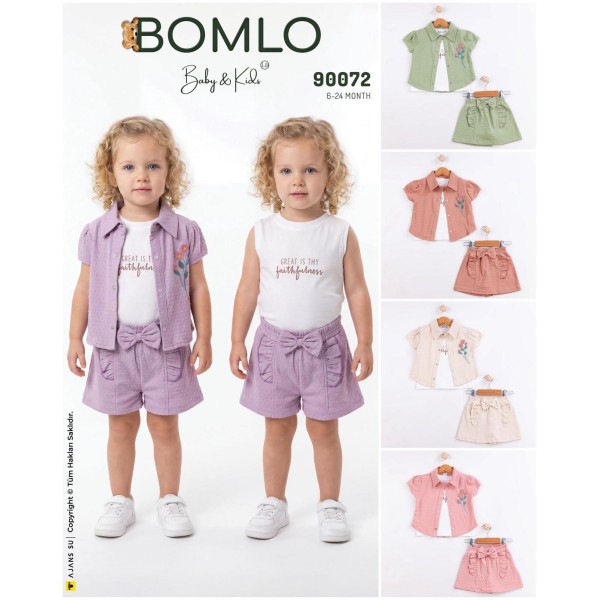 BOMLO 90072 ÇİÇEK NAKIŞLI GÖMLEK 3LÜ TAKIM 6-24 AYLK