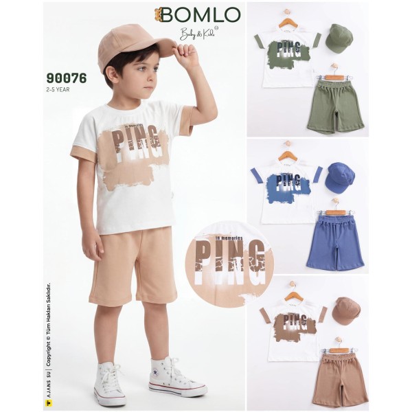 BOMLO 90076 PING ŞAPKALI TAKIM 2-5 YAŞ ERKEK YAZ
