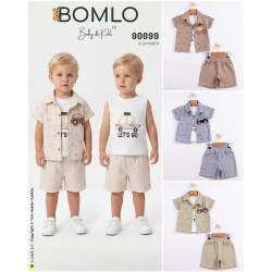 BOMLO 90099 CITTLE CAR BASKI 3LÜ GÖMLEK ERKEK TAKIM YAZ