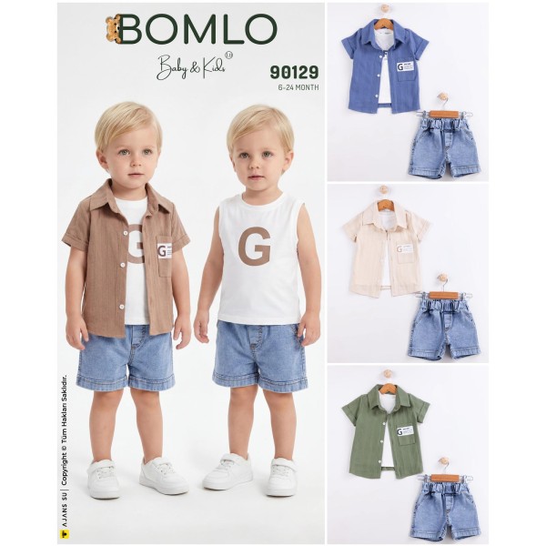 BOMLO 90129 G JOY GÖMLEK 3LÜ ERKEK TAKIM YAZ 6-24 AY