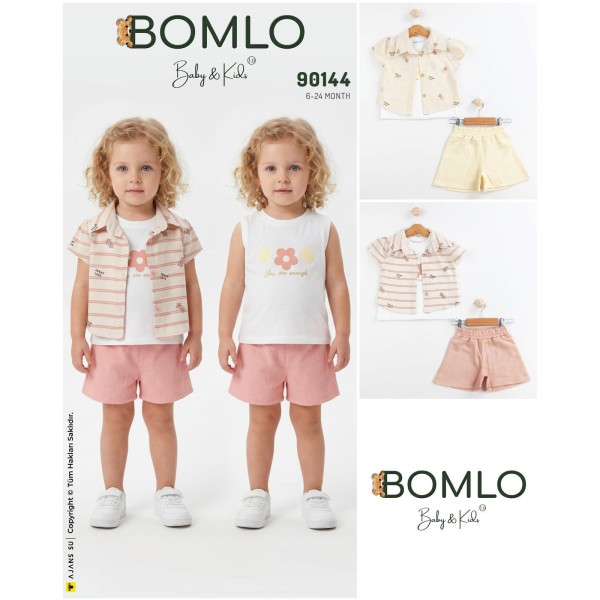 BOMLO 90144 SPEAD LOVE BASKILI 3LÜ KIZ TAKIM YAZ