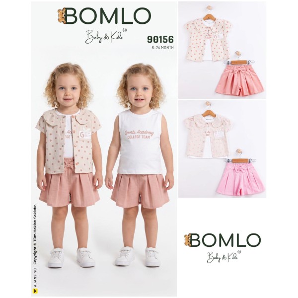 BOMLO 90156 NOKTA BASKI GÖMLEK 3 LÜ TK KIZ YAZ