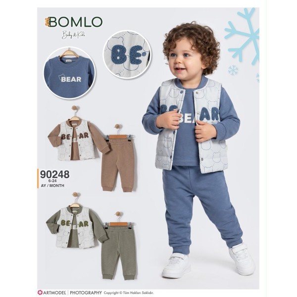 BOMLO 90248 BEAR NAKIŞLI YELEKLI 3 LÜ TAKIM