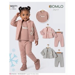BOMLO 90271 FLOWERS GIRLS YELEKLI ÜÇLÜ TKM