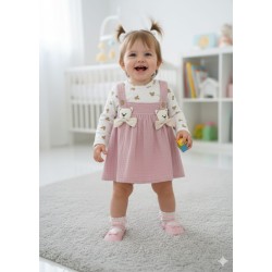 CANKUŞ 0547 MÜSLIN AYICIKLI BASKILI ELBISE