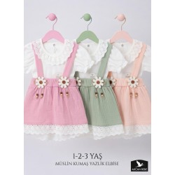 CANKUŞ 0542 1-3 YAŞ MÜSLIN YAZLIK ELBISE