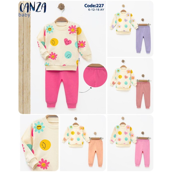 CANZA 227 ÇİÇEK BASKI KIZ TAKIM