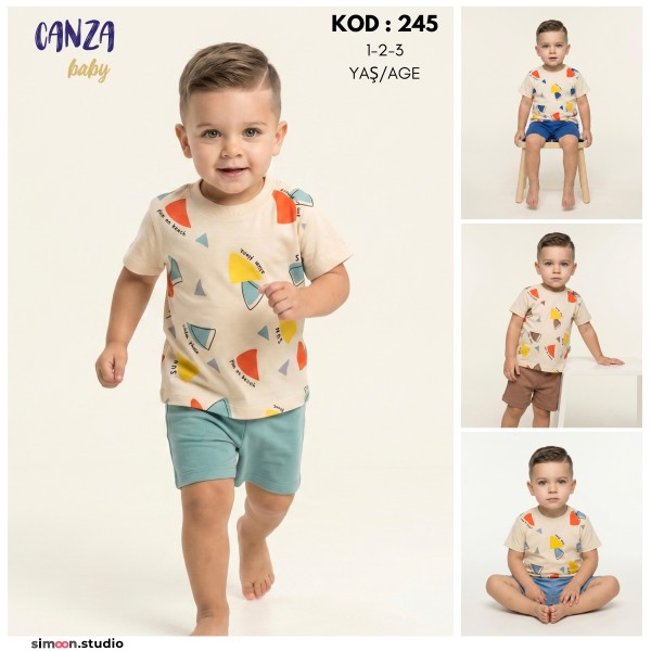 CANZA 245 BASKILI ERKEK ŞORTLU TK