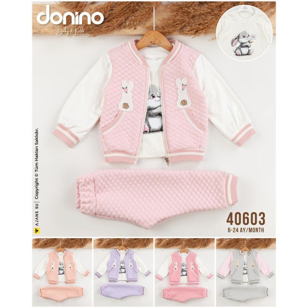 DONINO 40603 KAPITONE TAVŞAN HIRLA 3LÜ KIZ TAKIM
