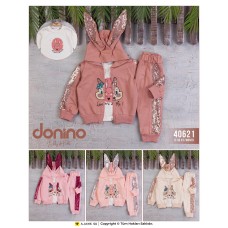 DONINO 40621 PULLU TAVŞAN 3LÜ KIZ TAKIM 9-36 AY