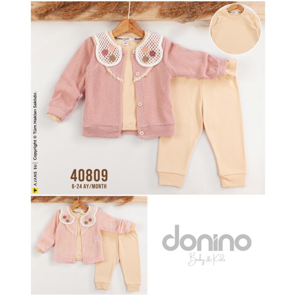 DONINO 40809 YAKALI FILE HIRKA 3LÜ KIZ TAKIM