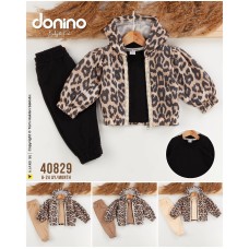 DONINO 40829 LEOPAR DANTELLI 3LÜ HIRKA KIZ TAKIM