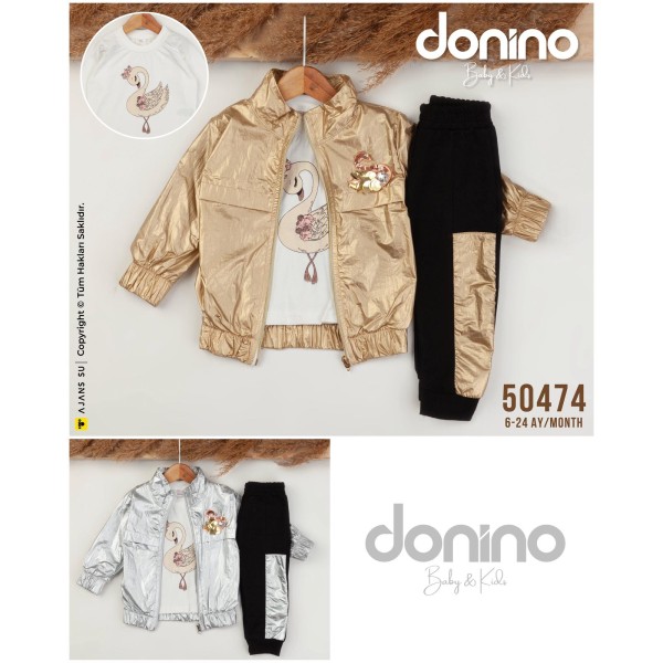 DONINO 50474 KUĞULU 3LÜ YAĞMURLUK KIZ TAKIM