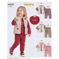 DONINO 90200 KALP BASKI YELEK 3LÜ KIZ TAKIM