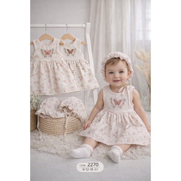 ECRA 2270 ŞAPKALI MÜSLIN ELBISE