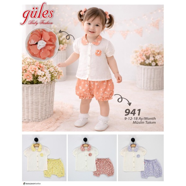 GÜLES 941 PAPATYALI MÜSLIN KIZ TAKIM