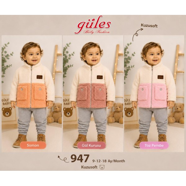 GÜLES 947 KUZU KIZ CEPLI TAKIM 9-12-18 AY