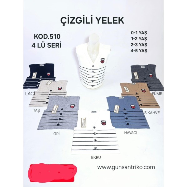 GÜNSAN 0510 ÇIZGILI ERKEK YELEK X4