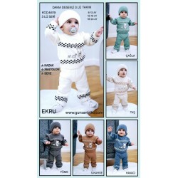 GÜNSAN 6419 DAMA DESENLI ŞAPKALI TRIKO TAKIM X3