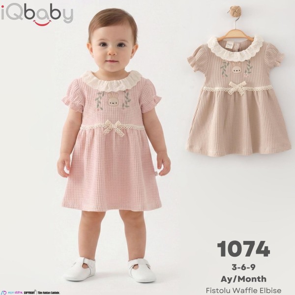 IQBABY 1074 FISTOLU WAFFLE ELBISE