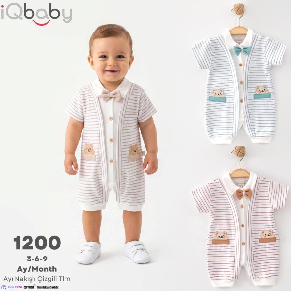 IQBABY 1200 AYI NAKIŞ ÇIZGILI ERKEK TULUM YAZ