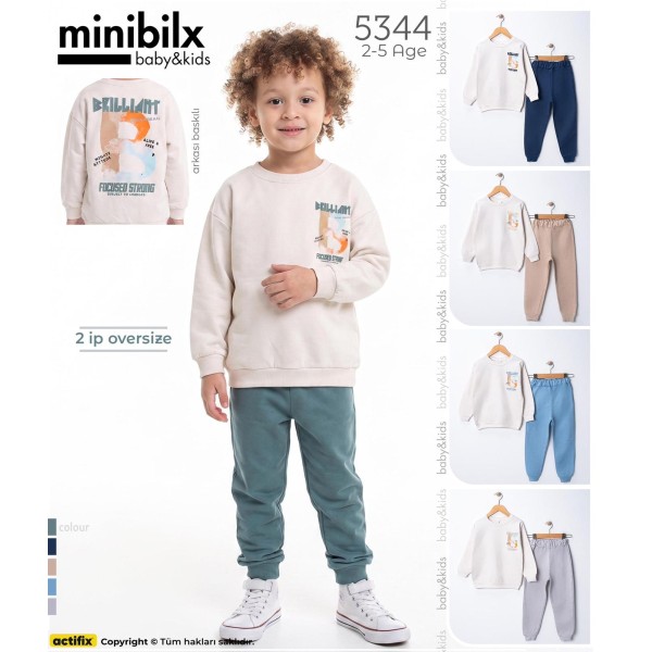 MINIBILX 5344 2-5 YAŞ ARKA ÖN BASKILI ERKEK TAKIMI