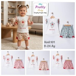MYPRETY 101 ÇIÇEKLI KISA KIZ TAKIM