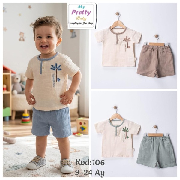 MYPRETY 106 PALMIYELI MÜSLIN KISA ERKEK TAKIM