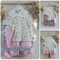 OMORFY 8112 ŞAPKALI 3LÜ KIZ TAKIM -S-