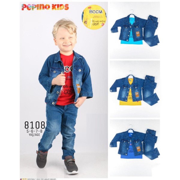 PEPİNO 8108 KOT CEKETLİ ÜÇLÜ 5-6-7-8 YAŞ