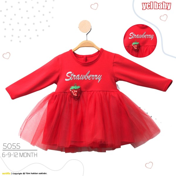 YCL 5055 5056 ÇILEK KIRAZ ELBISE
