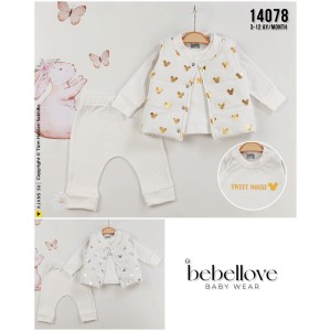 BEBELLOVE 14078 VARAK GÖLGE KAFA BASKILI YELEK 3LÜ TAKIM