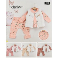 BEBELLOVE 14080 HAPPY NAKIŞ 3LÜ YELEK TAKIM 3-12 AY
