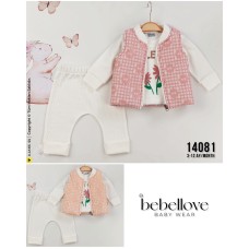 BEBELLOVE 14081  WAFFEL DANTEL YELEK 3LÜ TAKIM